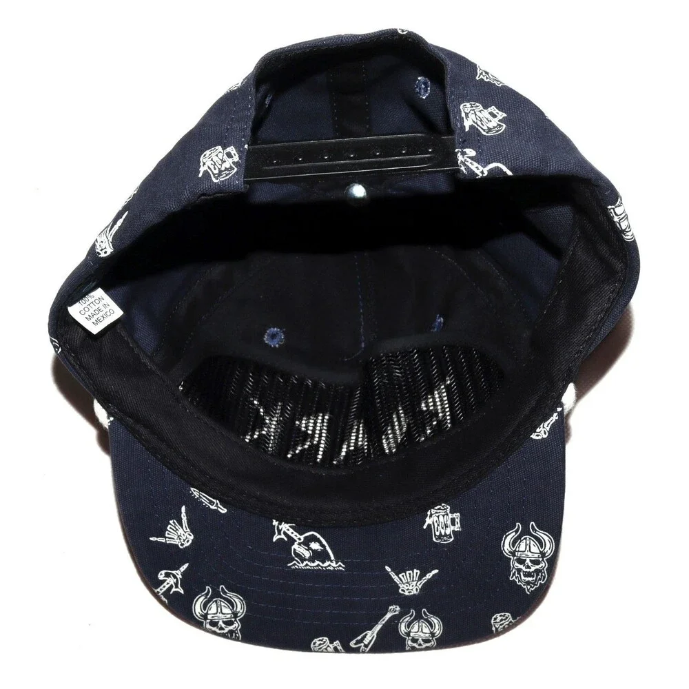 Roark All Over Viking Skulls Swords Mugs Printed Snapback Rope Cap Hat